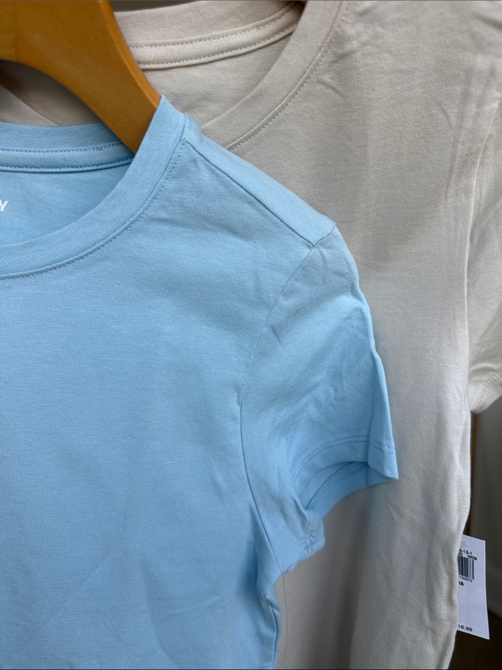 Old Navy cotton-modal GREAT short sleeve tshirts. One Light Blue, one tan XS NWT